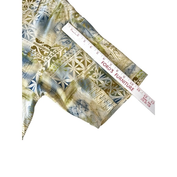 LUAU Medium Silk Shirt Limited Edition Hawaiian Aloha Short Sleeve‎ Green Blue - Picture 6 of 7